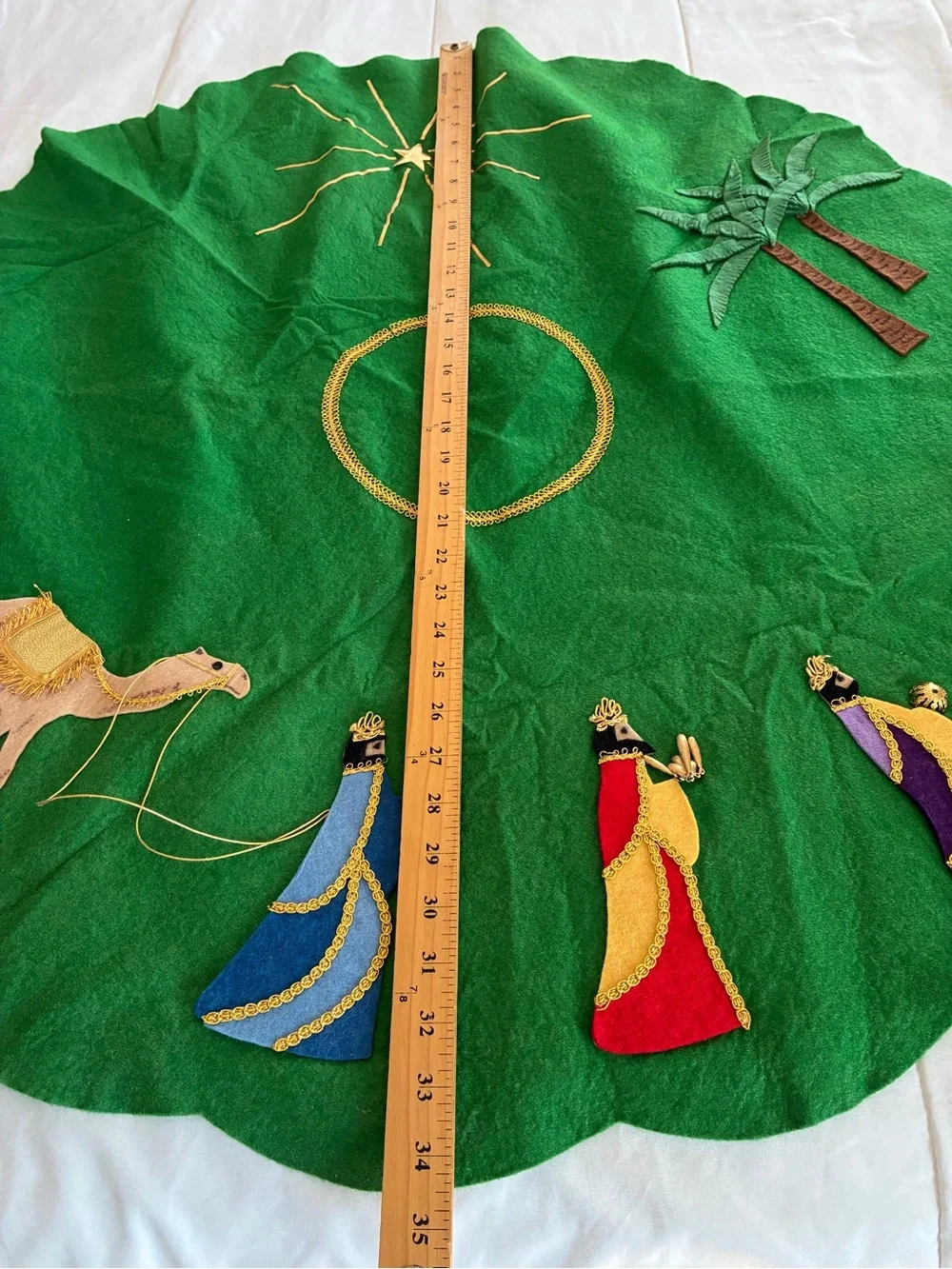 Authentic Vintage Bucilla Felt Three Wise Men Nativity Christmas Tree Skirt